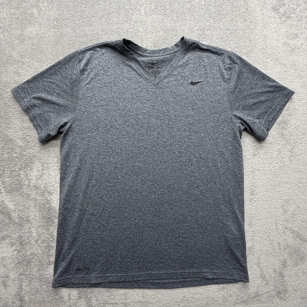 Nike Dri-FIT Shirt Mens L Gray Crew Neck Short Sleeve Athletic SU161203JOM